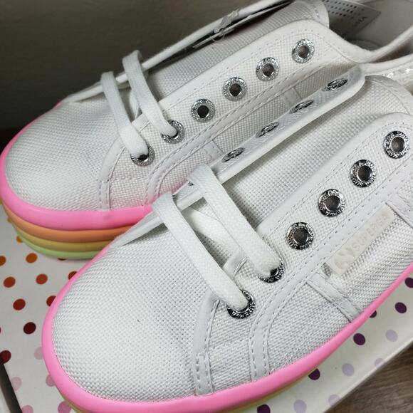 SUPERGA 2790 Candy Sneaker in Hot Pink Multi 6/36 Rainbow‎ Platform Shoes - Picture 2 of 14